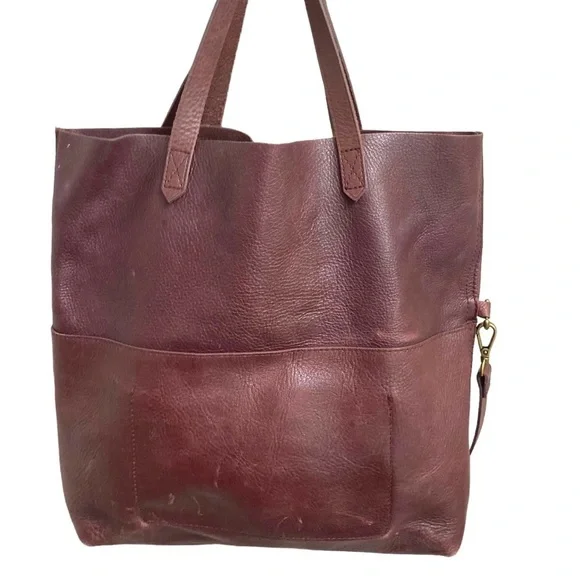 Madewell burgandy leather tote foldover messenger crossbody bag - Picture 3 of 13